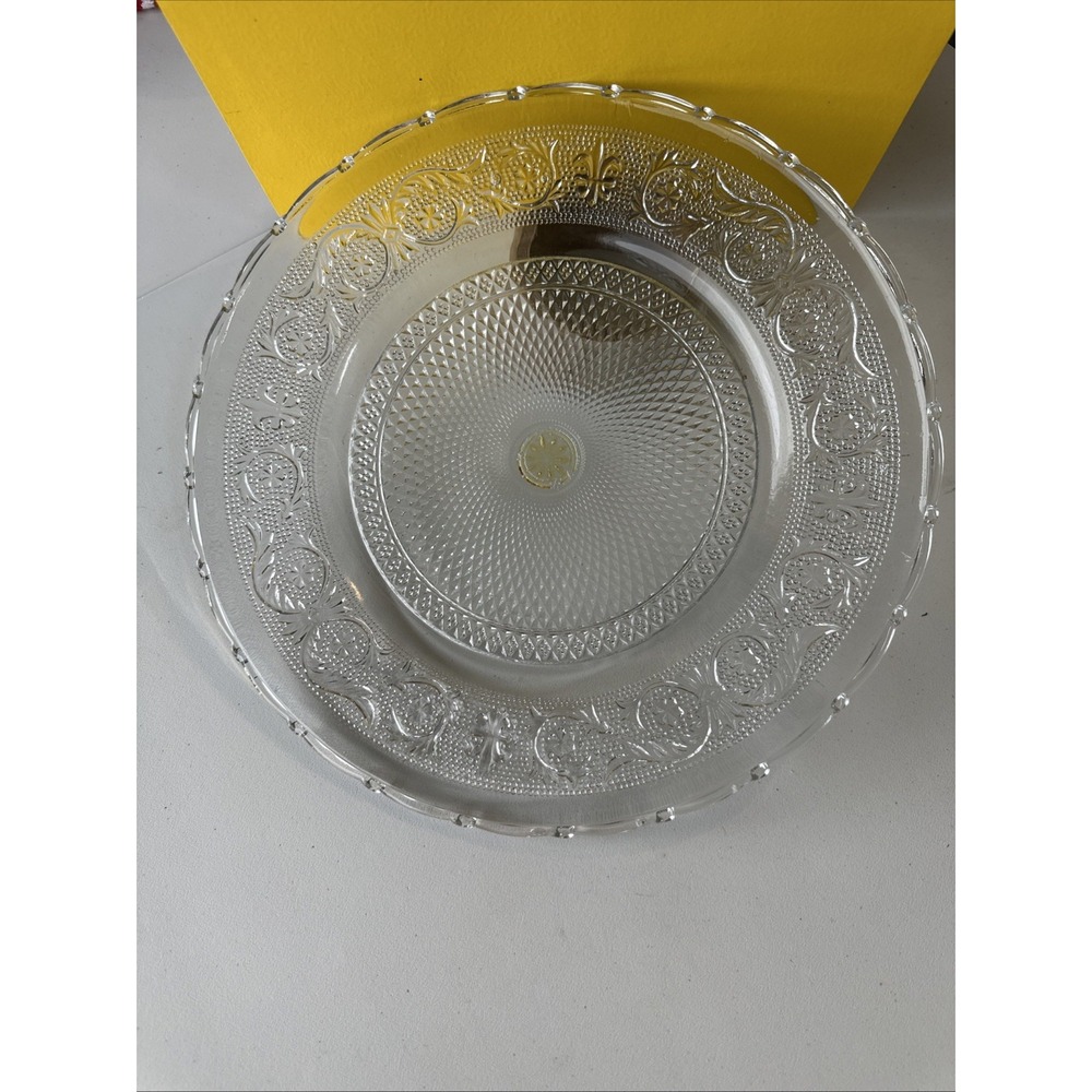 Vintage Superb Depression Pressed Glass Plate Rare 20th Century Edwardian Motif'